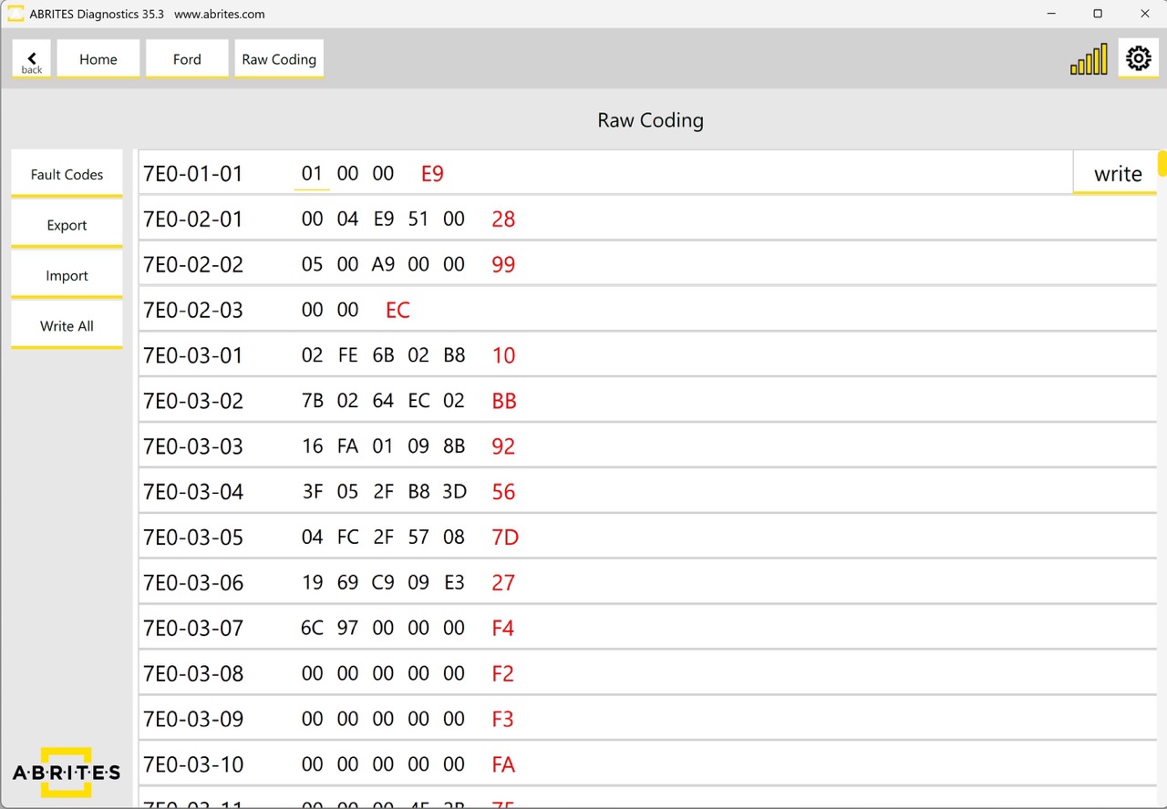 Abrites Diagnostics for Ford Vehicles Online Version 35.3