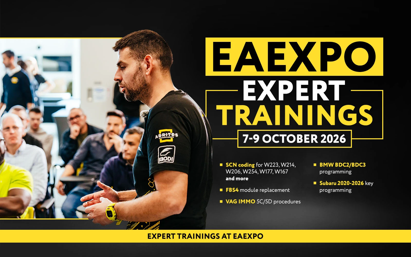 Unique Abrites Solutions at the EAExpo 2026 Trainings: SCN coding for Mercedes-Benz W223, W214, W206, W254, W177, W167 and Other 2021+ Vehicles , VAG IMMO 5C/5D & More